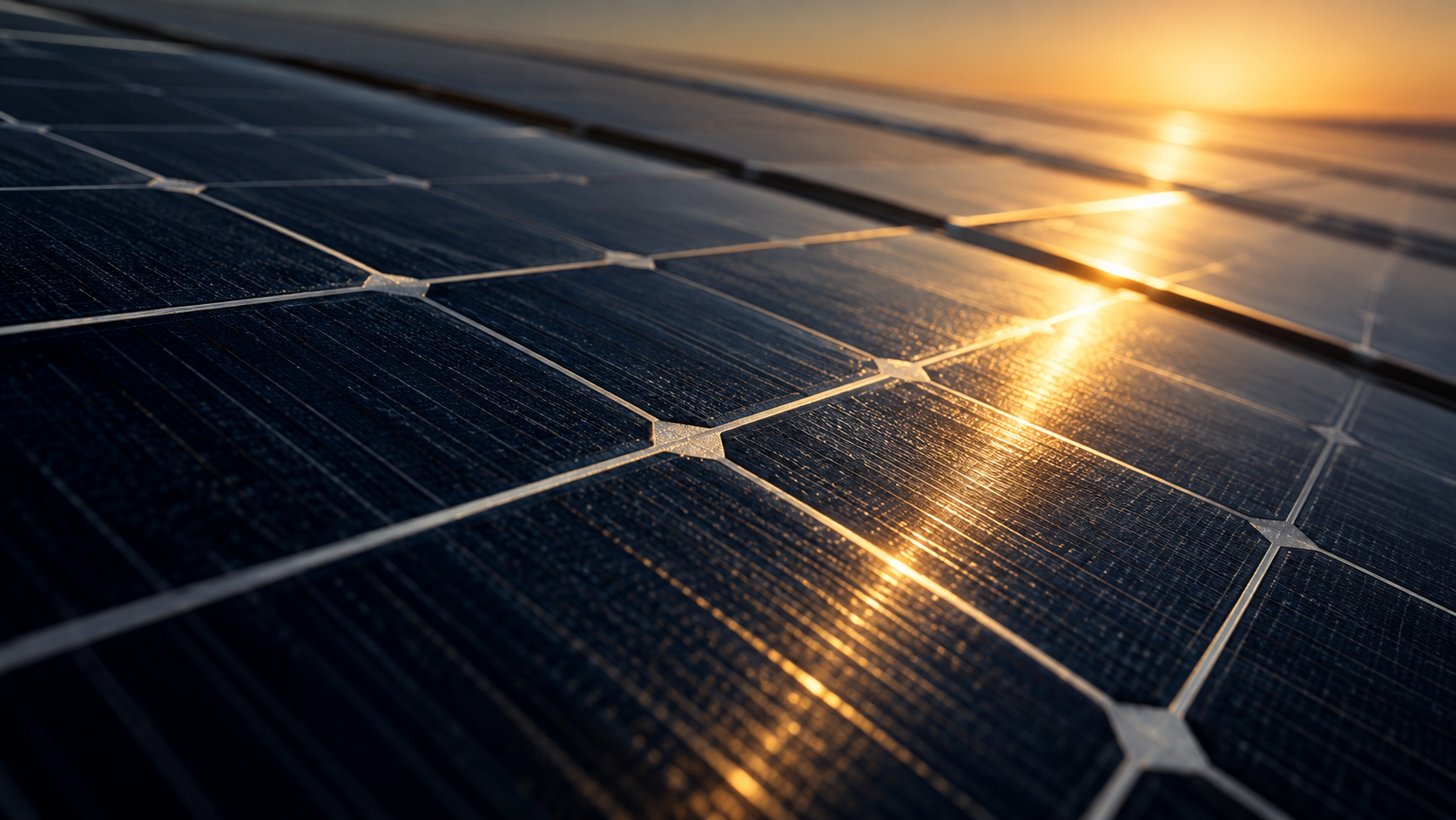Painéis fotovoltaicos refletindo a luz do sol